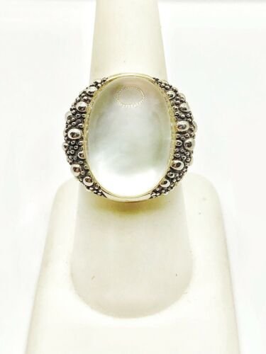 Michael Dawkins Sterling Starry Night Mother Of Pearl Oval Ring